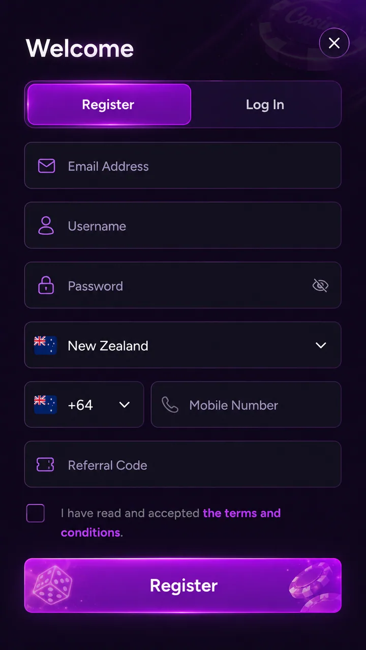 Casiny Casino registration on mobile in New Zealand
